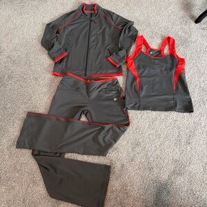 New York & Company Charcoal Gray and Red 3-Piece Active Set